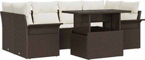 vidaXL Set de canapele pentru grădină cu pernă 7 pcs Maro Rattan poli