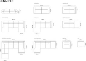 Coltar panoramic stanga 7 locuri, Jennifer-51, Micadoni Home, 364x262x70 cm, catifea, gri