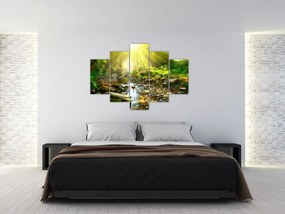 Tablou cu râul în pădurea verde (150x105 cm)