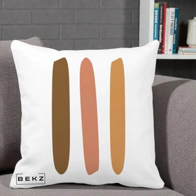 Perna Decorativa Abstract Linii Terracotta, 40x40 cm, Alba Mata, Husa Detasabila, Perna Inclusa, BEKZ®