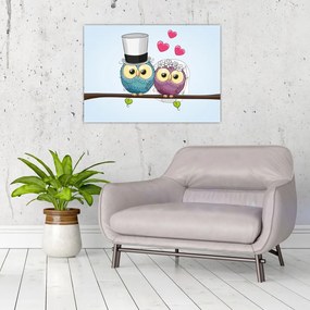 Tablou - Bufnițe îndrăgostite (70x50 cm)