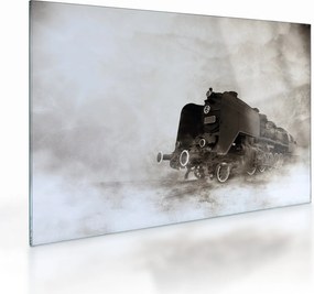Tablou pe sticlă - Tren în ceață (70x50 cm)