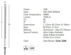 Lampa LED inalta cu tarus iluminat exterior decorativ IP65 Arti H-100cm