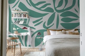 Fototapet, Abstract Leafs, Turquoise, Rebel Walls