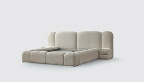Boxspring ~MERIVO~ cu ladǎ de depozitare, structurǎ metalicǎ și saltea premium cu topper integrat Anthology ivory 160x200 cm