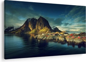 Tablou cu sat de pescari din Norvegia (90x60 cm)
