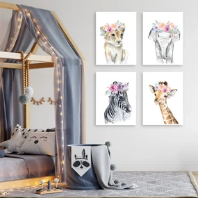 Set de tablouri pentru copii - Animale cu flori