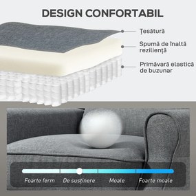 HOMCOM Fotoliu Reclinabil 132° max din Țesătură cu Efect de In cu Suport pentru Picioare, 74x84x102 cm, Gri | Aosom Romania