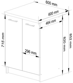 Dulap de bucătărie inferior Organo 602D (alb + grafit). 1117543