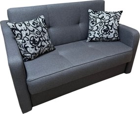 Canapea SAMY extensibila, 2 locuri, cu lada de depozitare, stofa gri, cadru metalic, 152x100x92 Gri, Stofa