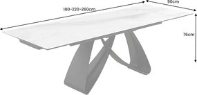 Masa Extensibila cu Blat Ceramic, Alb, INFINITY 180-220-260cm