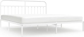 vidaXL Cadru de pat metalic cu tăblie, alb, 193x203 cm