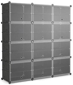 Suport pentru pantofi din plastic cu 12 compartimente și cârlige laterale