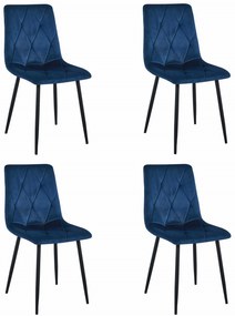 Set Scaune 4 Bucatarie/Dining Fido Catifea Albastra