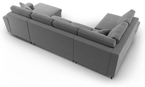 Colțar gri deschis extensibil, cu spațiu de depozitare cu tapițerie din catifea (cu colț pe partea stângă-în formă de "U") Kyoto – Cosmopolitan Design