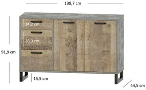 Comodă Bennie (gri + Stejar nisipiu). 1052753
