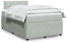 vidaXL Pat box spring cu saltea, gri deschis, 120x190 cm, catifea