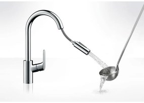 Baterie chiuveta bucatarie cu dus extractibil crom Hansgrohe Focus M41 31815000