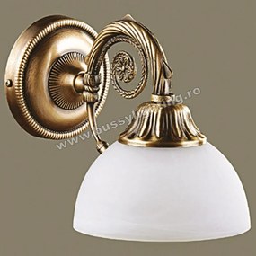 Aplica Dakar cu 1 Brat, Desing Clasic, Finisaj Bronz Antichizat, Abajur Alb - Bussy Lighting 3087-52-19B