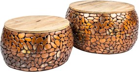 Set de 2 masute design unicat Stone Mosaic, cupru A-41432 VC