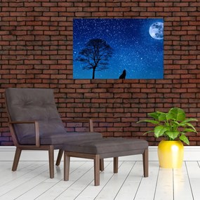 Tablou - Lupul urlând la lună (90x60 cm)