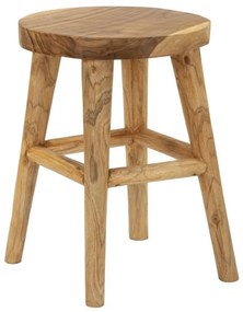 Taburet din lemn de teak reciclat, Ø 40X55 cm, Bulat, Mauro Ferretti