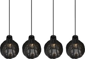 Reality - Lustră pe cablu SPROUT 4xE14/30W/230V negru/ratan