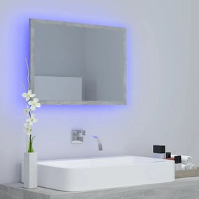 Oglinda de baie cu LED, gri beton, 60x8,5x37 cm, lemn prelucrat Gri beton
