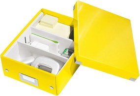 Cutie de depozitare din carton cu capac galbenă Click&Store - Leitz