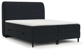 Pat boxspring negru cu spațiu de depozitare 160x200 cm Melba – Maison de Rêve