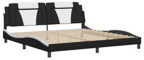 3208122 vidaXL Cadru de pat cu tăblie negru și alb 200x200cm piele artificială