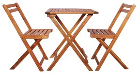 44015 vidaXL Set mobilier bistro pliabil, 3 piese, lemn masiv de acacia