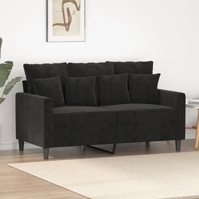 359298 vidaXL Canapea cu 2 locuri, negru, 120 cm, catifea