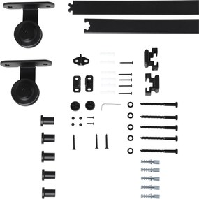 HOMCOM Set feronerie ușă culisantă, oțel carbon, suport 100 kg, pentru uși lemn 3.5-4.5 cm | Aosom Romania
