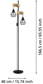 Lampadar negru/în culoare naturală (înălțime 166,5 cm) TOWNSHEND 5 – EGLO