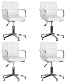 vidaXL Scaune de masă pivotante, 4 buc., alb, piele ecologică