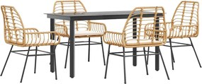 vidaXL Set mobilier de grădină cu perne 5 piese maro sticlă polirattan