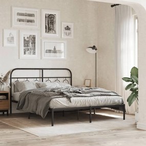 vidaXL Tăblie de pat metalică, negru, 137 cm