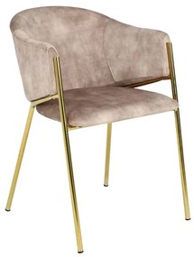 Set de 2 scaune aspect retro, Metal Auriu, Catifea Bej, NOBLESSE A-47582 VC