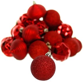 Set de ornamente de Crăciun 30 buc. roșii