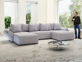 Colțar extensibil dumonde cu ladă de depozitare si sezut confortabil din spuma high-density, Berlin U Enjoy Gri 380x180 cm