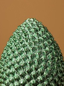 Sculptură decorativă din ceramică, formă de anghinare, verde antichizat, 40 × 24 cm, „Artichoke"