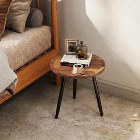 HOMCOM Măsuță de Cafea Modernă Rotundă cu Cadru din Oțel pentru Spații Mici, Lângă Canapea, Sufragerie, Dormitor, Efect de Lemn Castan | Aosom Romania