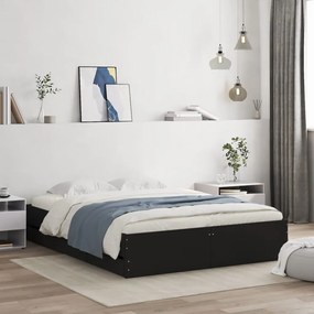3207302 vidaXL Cadru de pat cu sertare, negru, 140x190 cm, lemn prelucrat