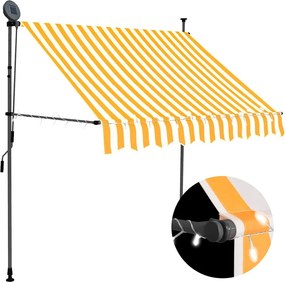 vidaXL Copertină retractabilă manual cu LED, alb & portocaliu, 150 cm