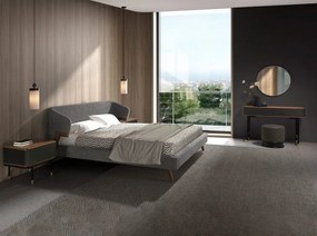 Pat dublu tapitat design LUX Grey-Walnut, 180x200cm