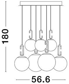 Lustra LED suspendata, dimabila, design modern Hook auriu, opal alb 56,6cm