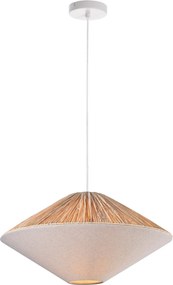 Lustră suspendată din rafie împletită, maro, finisaj natural, 115 x 58 cm, „Domme”