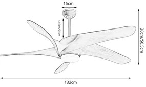 ZEVENTI - Ventilator LED de tavan LUCCA, 18W, 230V, Wi‑Fi Tuya, maro + telecomandă