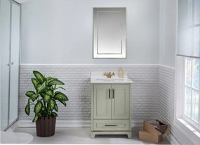 Set Mobilier Baie Ontario 24, Include Dulap Baza cu Lavoar și Oglinda, 60 cm, Verde Fistic